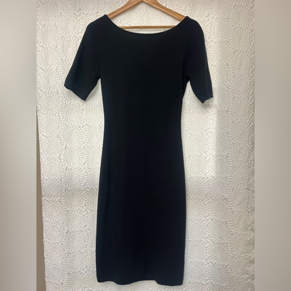 Theory Dress Open Back Narlissa Prosecco Size Large Black Knit Minimalist Sexy - Picture 14 of 16